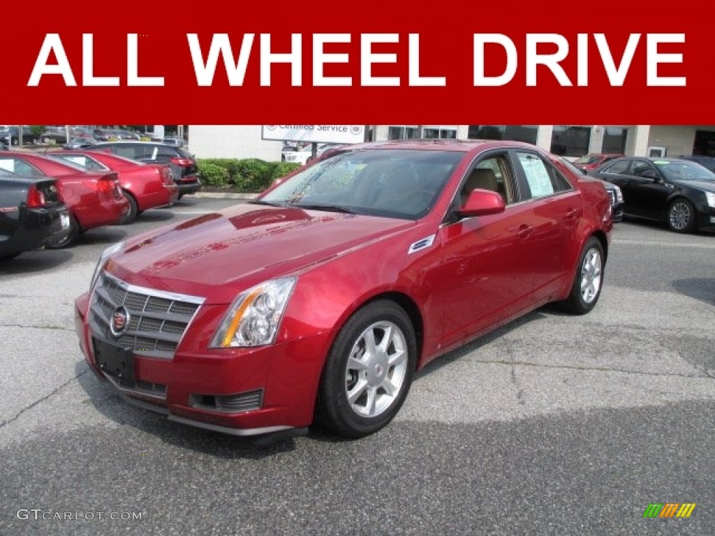 2009 CTS 4 AWD Sedan - Crystal Red / Cashmere/Cocoa photo #1