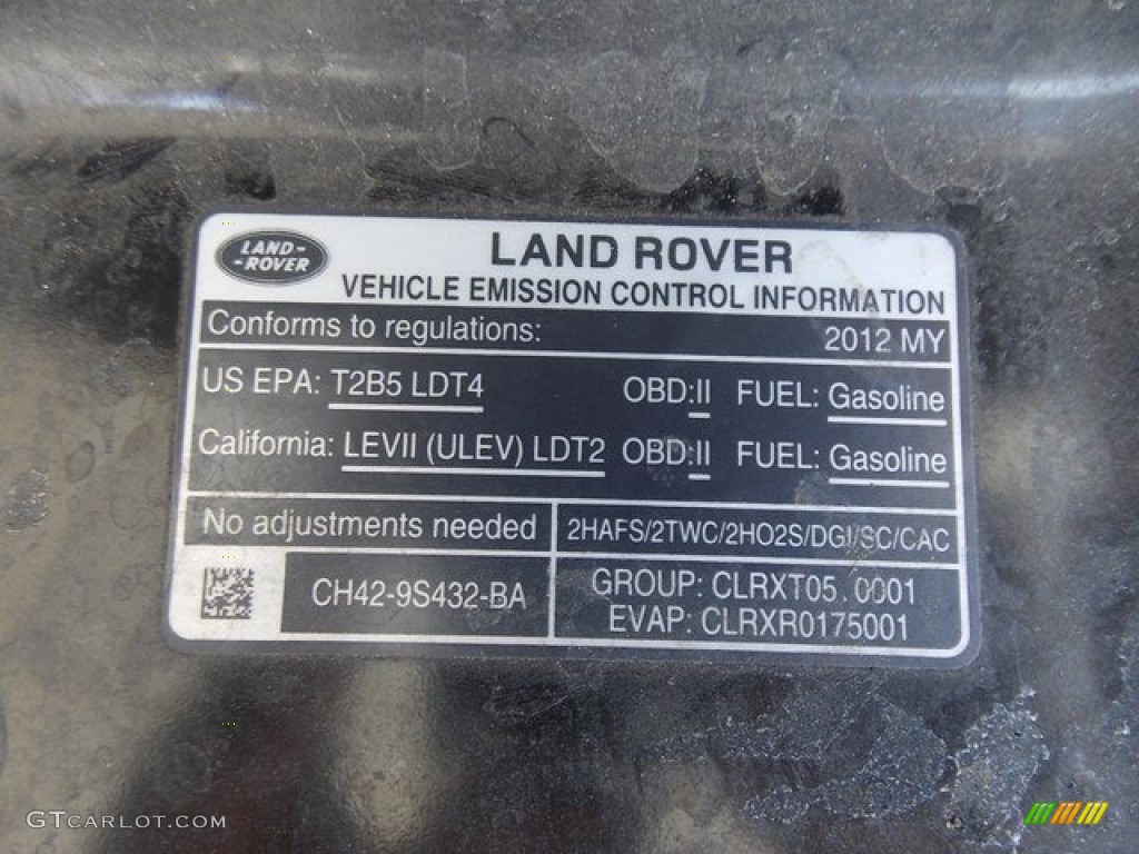 2012 Land Rover Range Rover Autobiography Info Tag Photo #94792824
