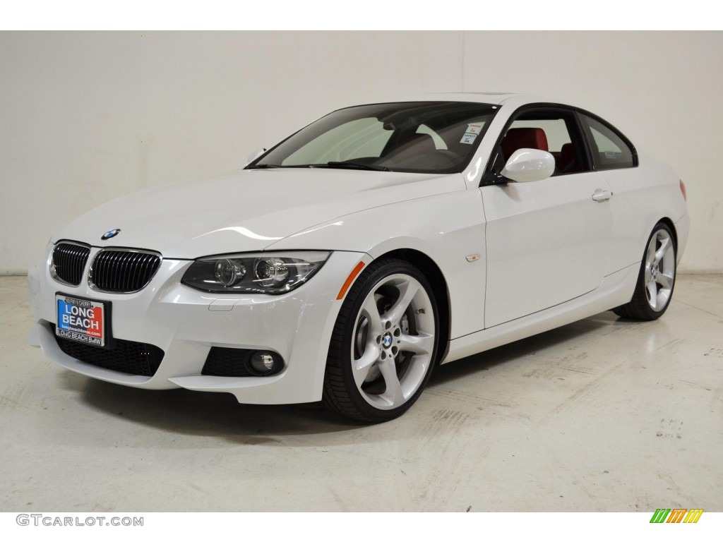 2011 3 Series 335i Coupe - Mineral White Metallic / Coral Red/Black Dakota Leather photo #10