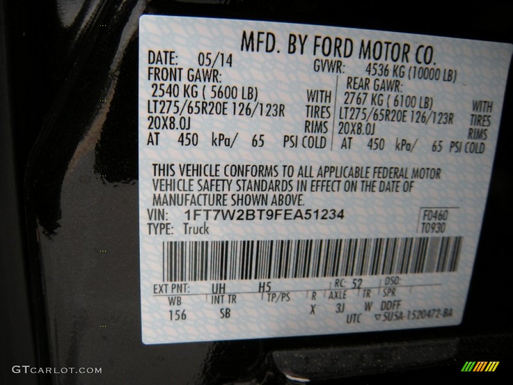 2015 F250 Super Duty Color Code UH for Tuxedo Black Photo #94814078