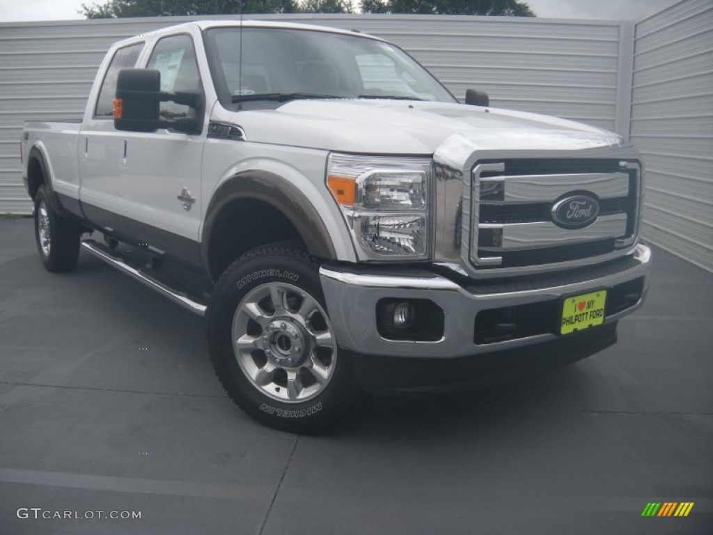 2015 F350 Super Duty Lariat Crew Cab 4x4 - Oxford White / Adobe photo #1