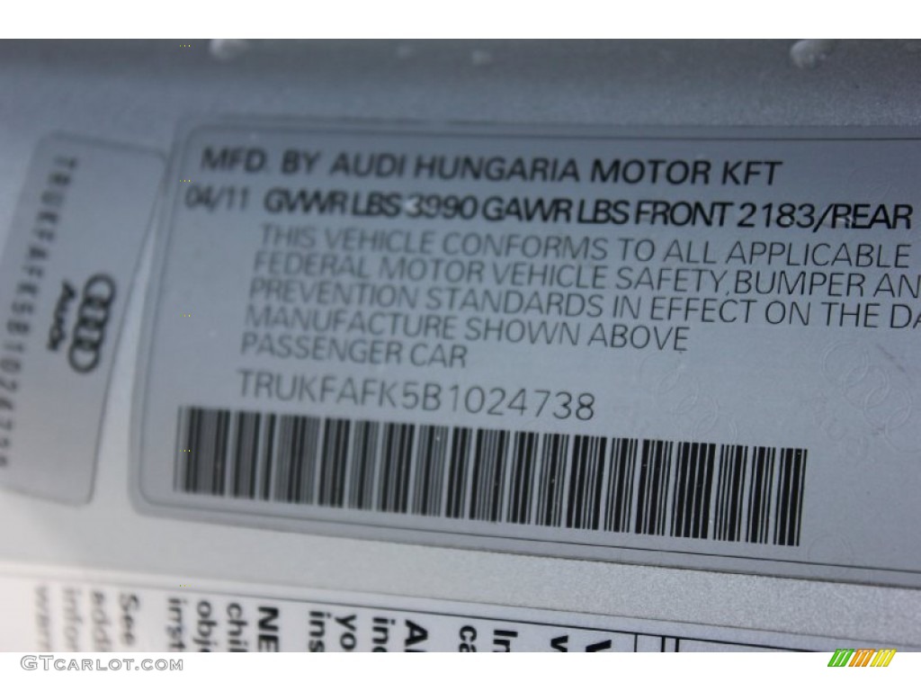 2011 TT 2.0T quattro Coupe - Ice Silver Metallic / Black photo #42