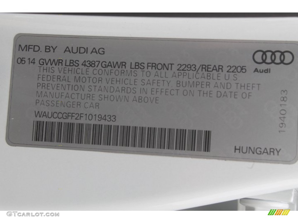 2015 Audi A3 1.8 Premium Plus Info Tag Photo #94818086