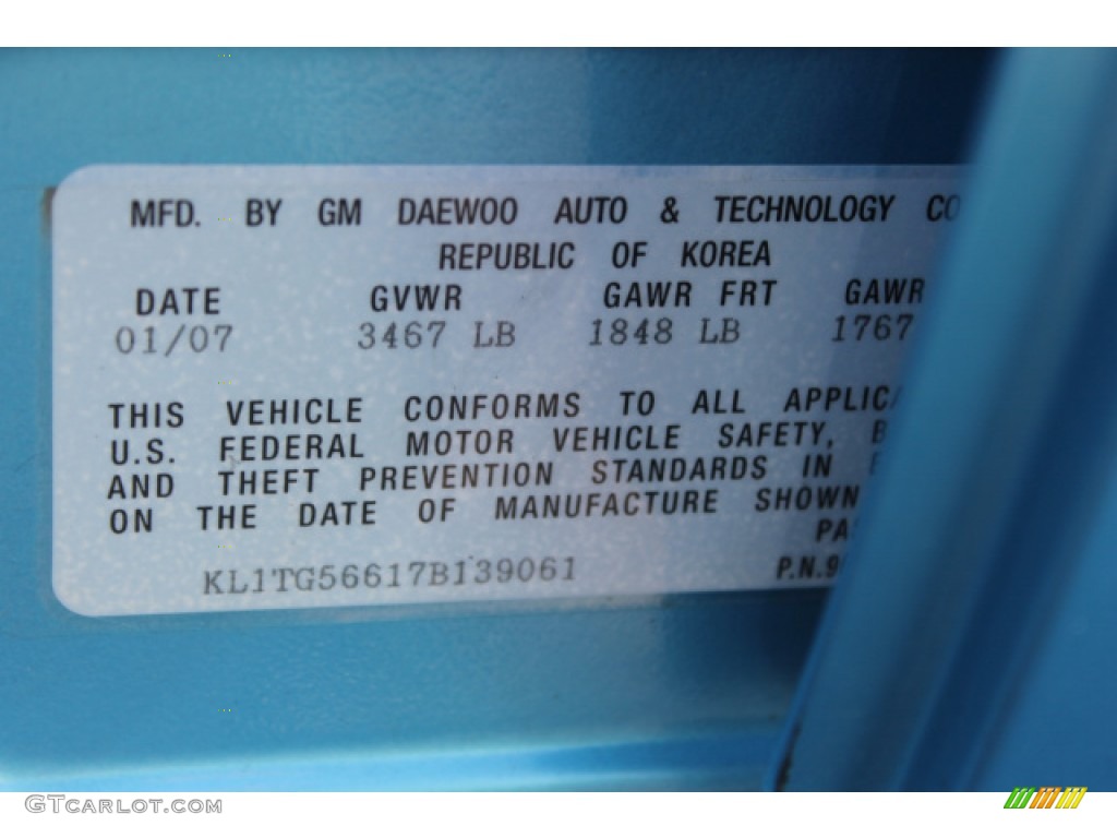 2007 Aveo LT Sedan - Icelandic Blue / Charcoal Black photo #17
