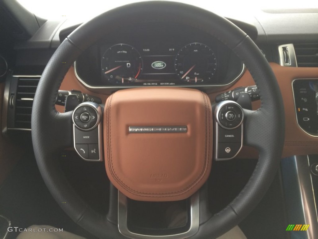 2014 Land Rover Range Rover Sport Supercharged Ebony/Tan/Tan Steering Wheel Photo #94838327