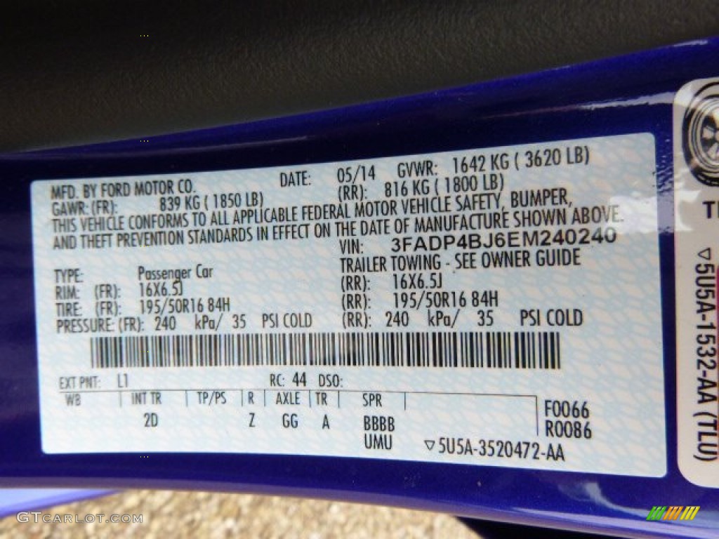 2014 Fiesta SE Sedan - Performance Blue / Charcoal Black photo #20