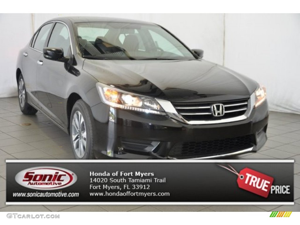 2014 Accord LX Sedan - Crystal Black Pearl / Ivory photo #1