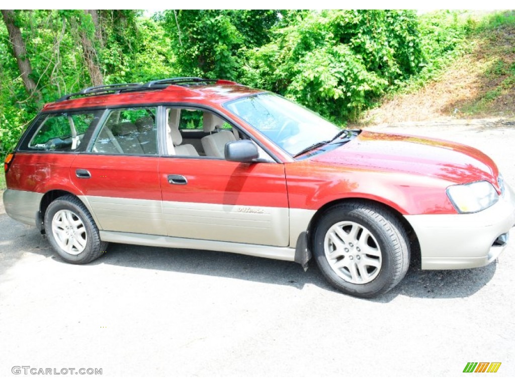 2002 Outback Wagon - Regatta Red Pearl / Beige photo #4