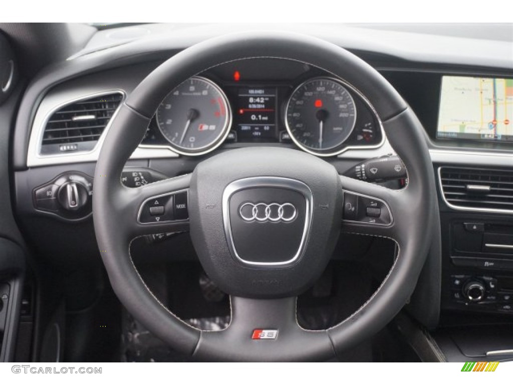 2011 Audi S5 4.2 FSI quattro Coupe Black/Silver Silk Nappa Leather/Alcantara Steering Wheel Photo #94857929