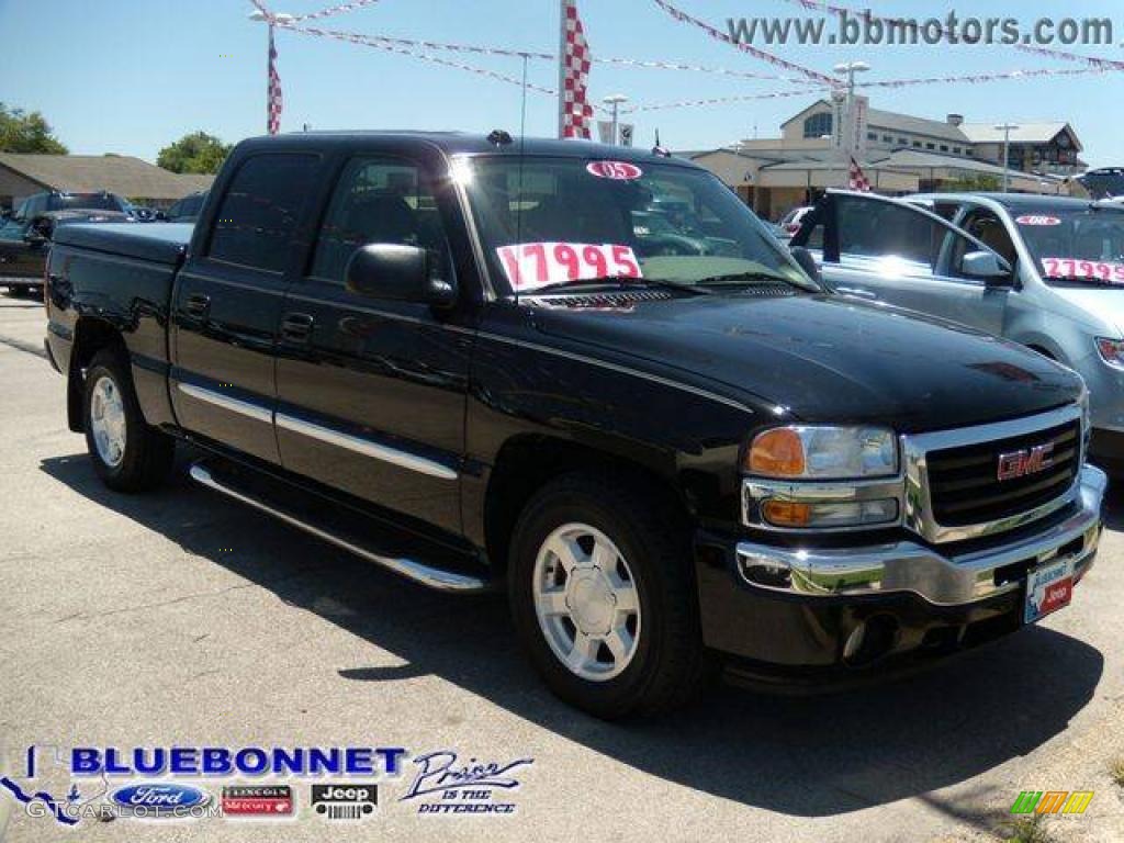 2005 Sierra 1500 SLT Crew Cab - Onyx Black / Neutral photo #5