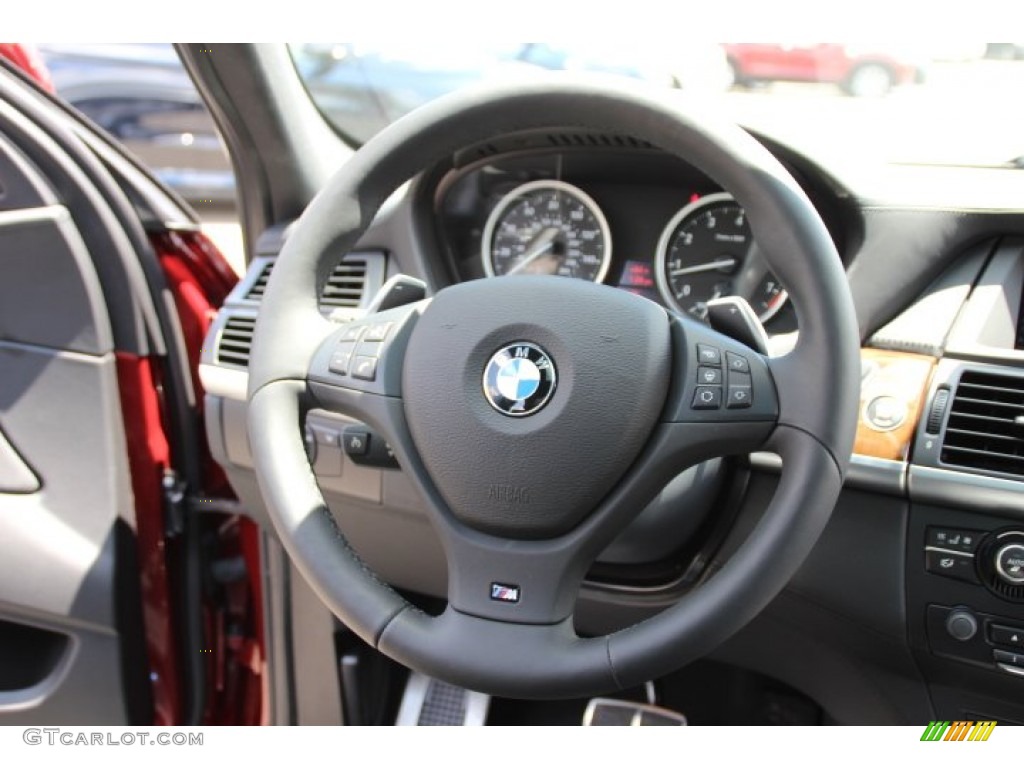 2014 BMW X6 xDrive50i Black Steering Wheel Photo #94890579
