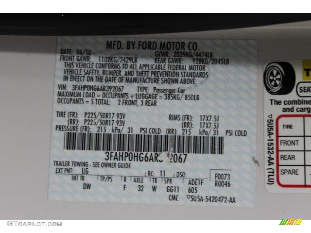 2010 Fusion SE V6 - White Platinum Tri-coat Metallic / Charcoal Black photo #15