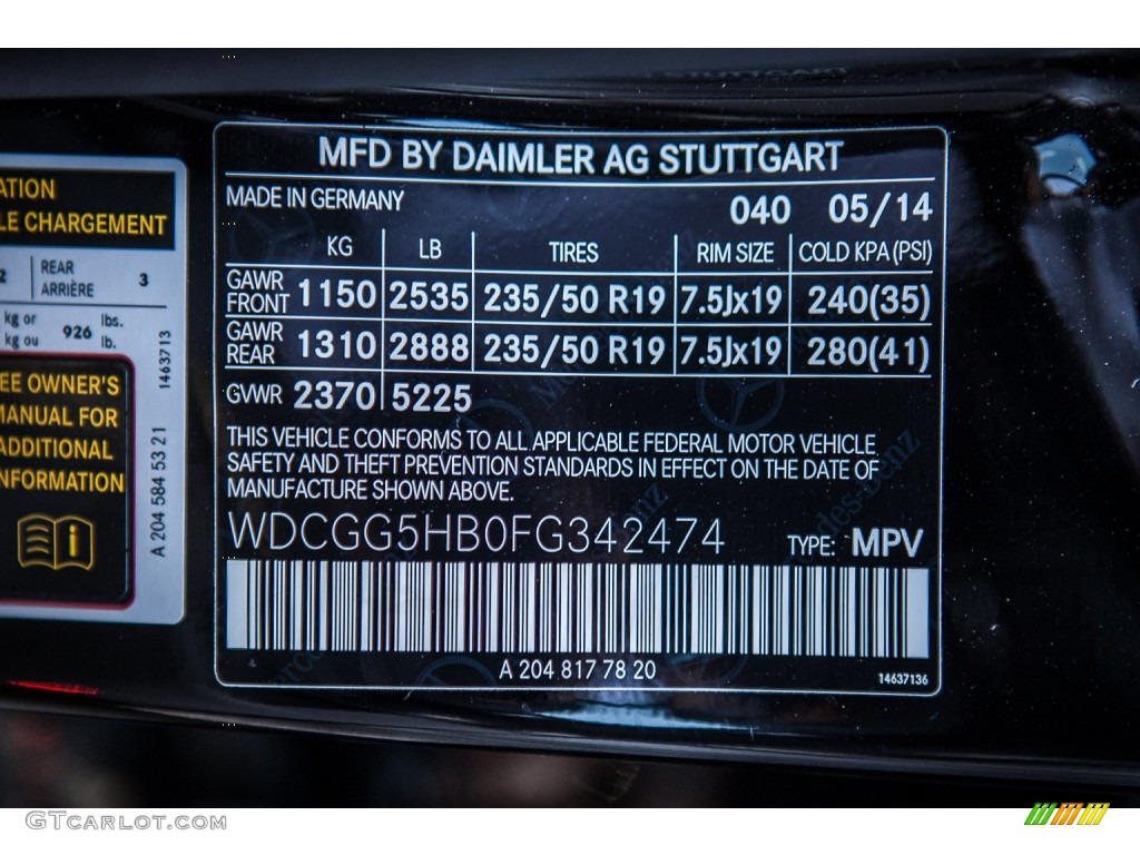 2015 GLK Color Code 040 for Black Photo #94905236