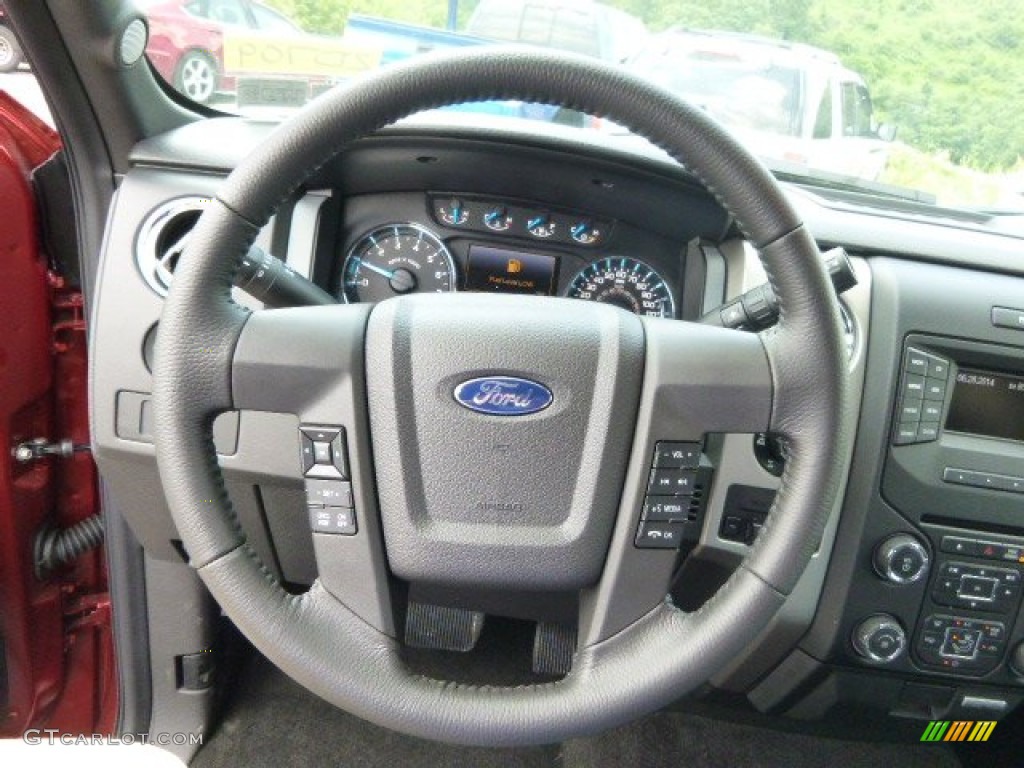 2014 Ford F150 XLT SuperCab 4x4 Steel Grey Steering Wheel Photo #94907297