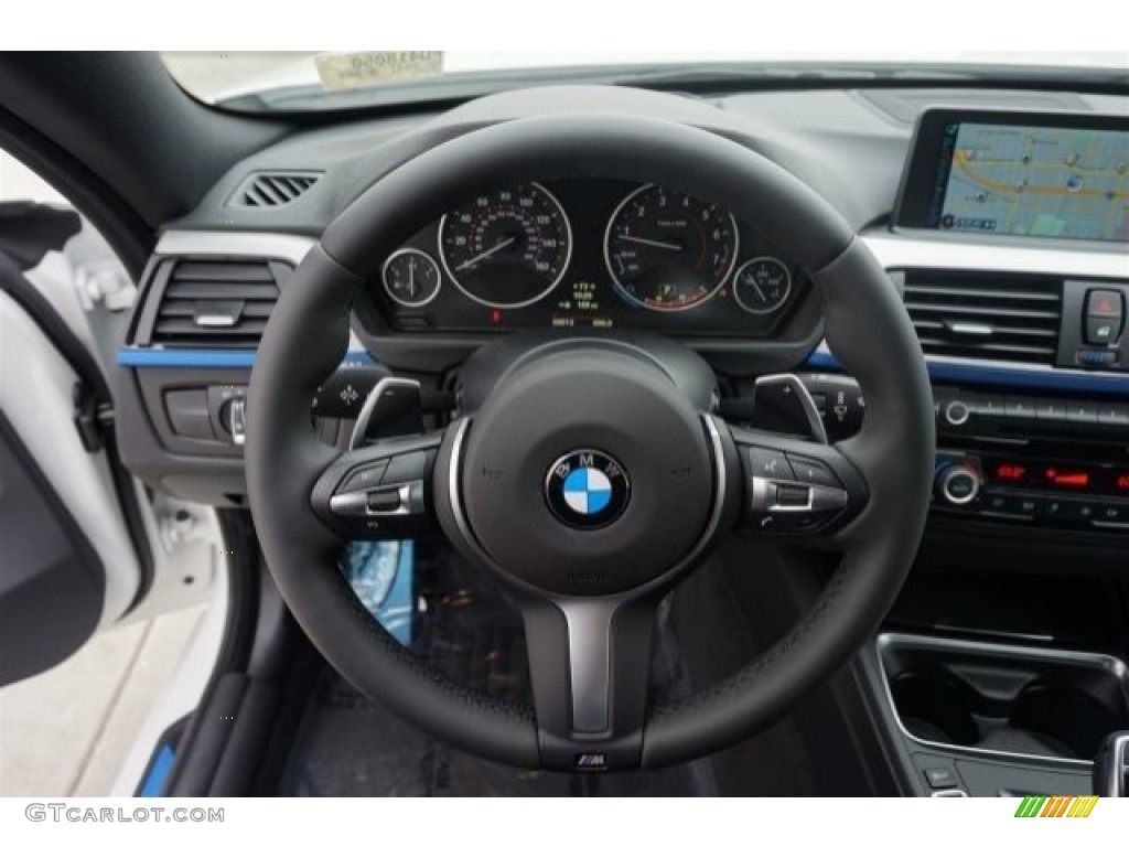 2015 BMW 4 Series 435i Gran Coupe Black Steering Wheel Photo #94915610
