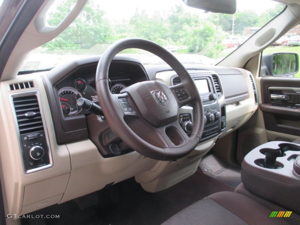 2013 1500 SLT Quad Cab 4x4 - Western Brown Pearl / Canyon Brown/Light Frost Beige photo #24