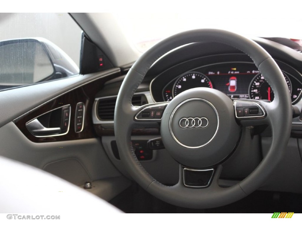 2013 Audi A7 3.0T quattro Premium Titanium Gray Steering Wheel Photo #94926663