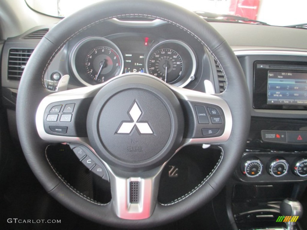 2014 Mitsubishi Lancer Evolution MR Black Steering Wheel Photo #94928457