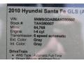 2010 Harbor Gray Metallic Hyundai Santa Fe GLS 4WD  photo #38
