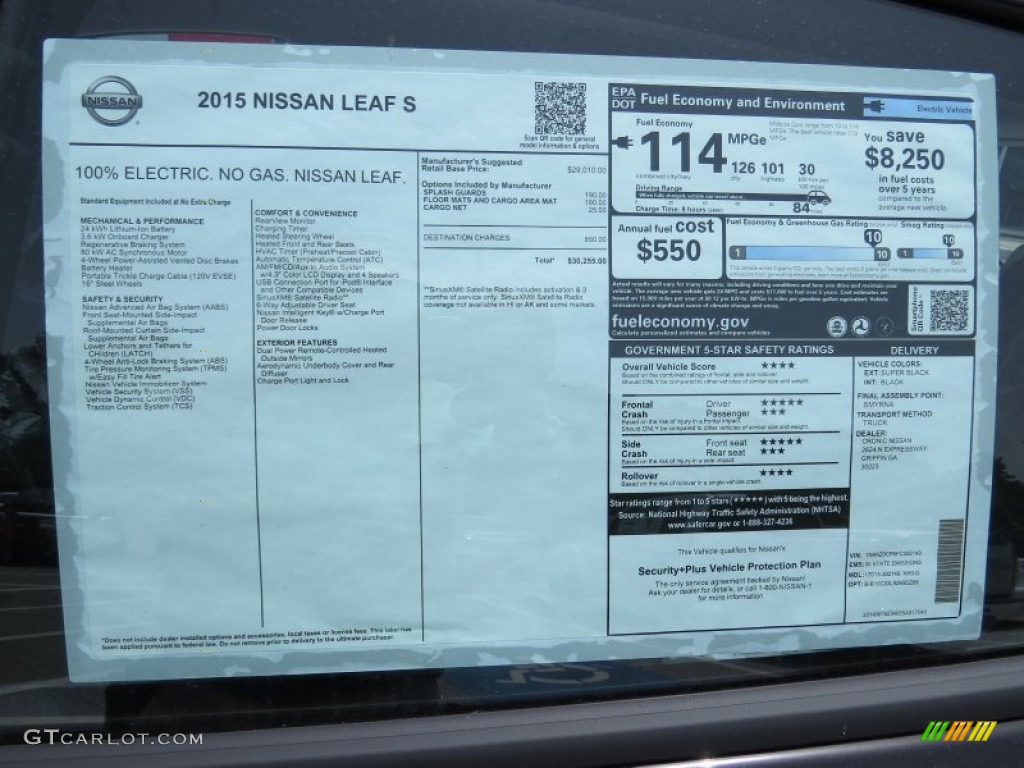 2015 Nissan LEAF S Window Sticker Photo #94974743