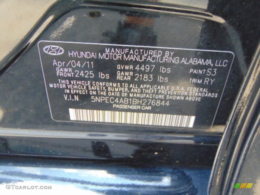 2011 Sonata Limited 2.0T - Midnight Black / Black photo #24