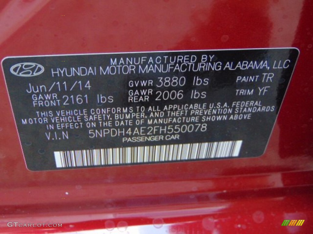 2015 Elantra SE Sedan - Venetian Red / Beige photo #15