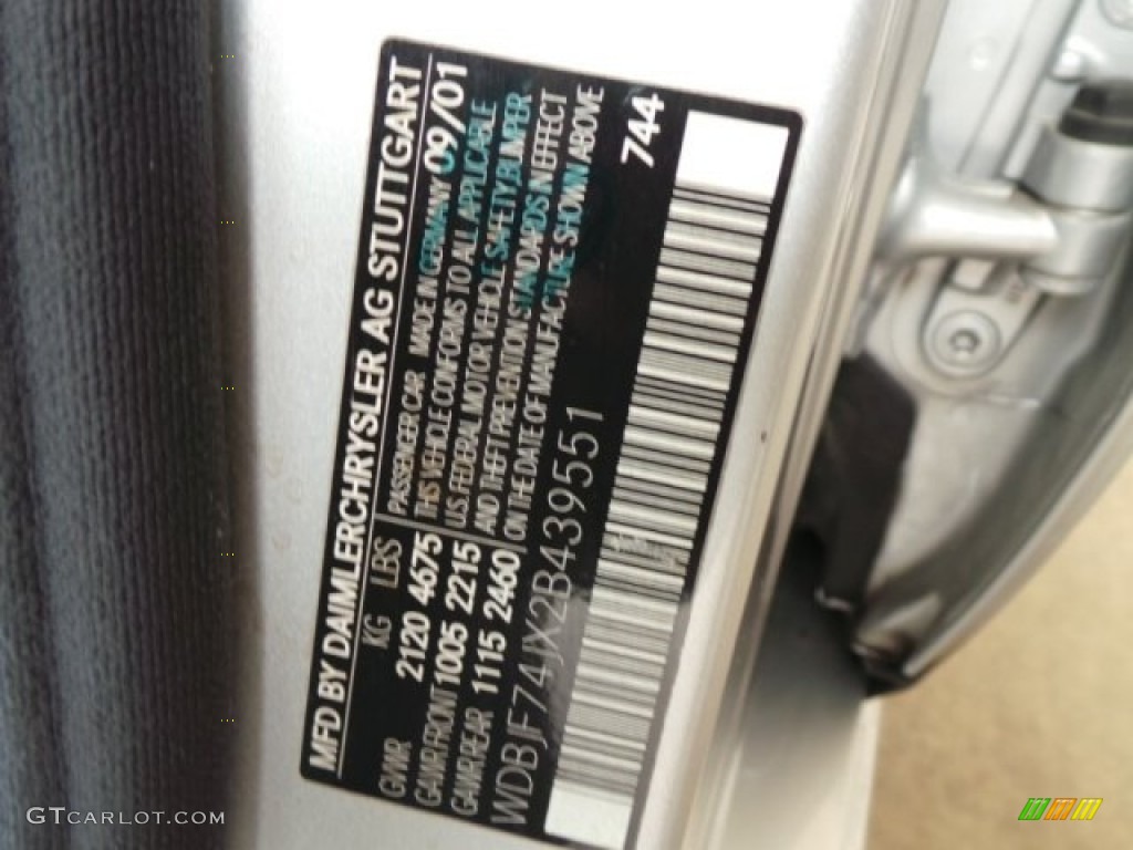 2002 E Color Code 744 for Brilliant Silver Metallic Photo #95017996