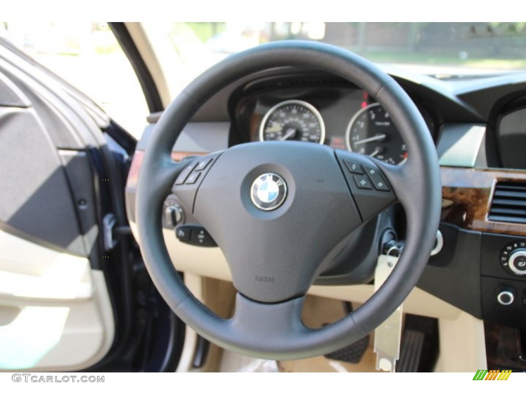 2008 5 Series 528i Sedan - Monaco Blue Metallic / Cream Beige Dakota Leather photo #17