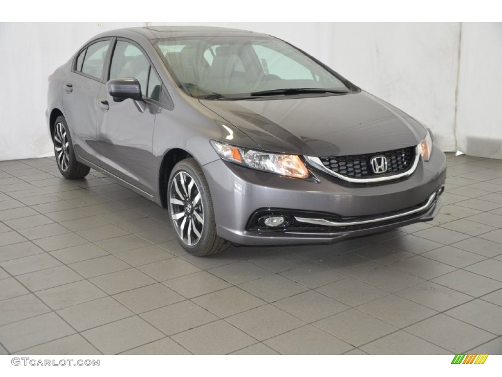 2014 Civic EX-L Sedan - Modern Steel Metallic / Gray photo #1