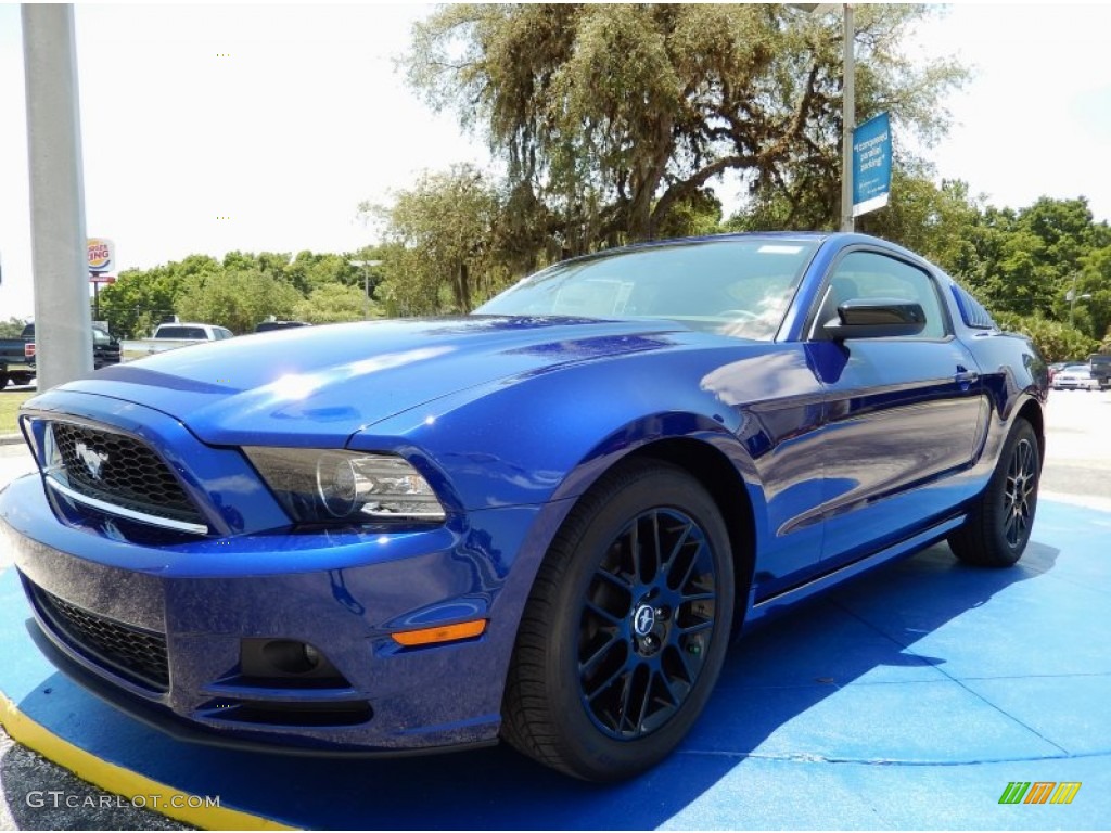 2014 Mustang V6 Premium Coupe - Deep Impact Blue / Charcoal Black photo #1