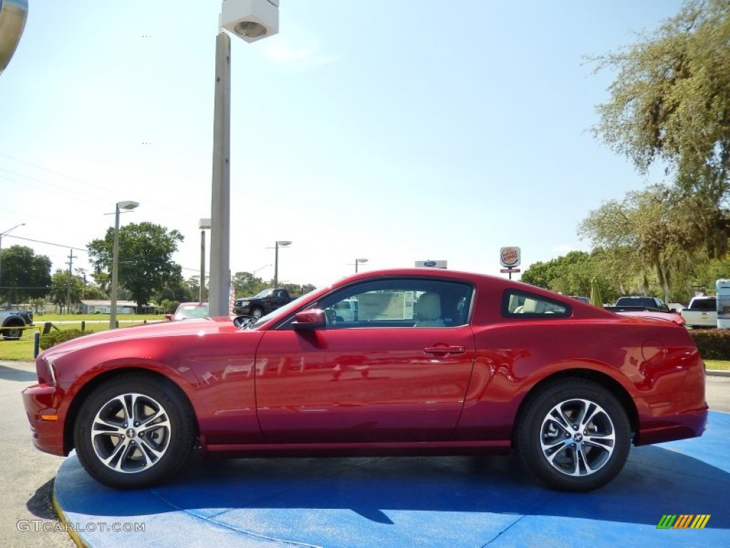 2014 Mustang V6 Coupe - Ruby Red / Medium Stone photo #2