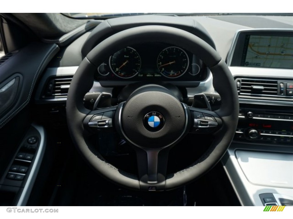 2015 BMW 6 Series 640i Gran Coupe Black Steering Wheel Photo #95027974