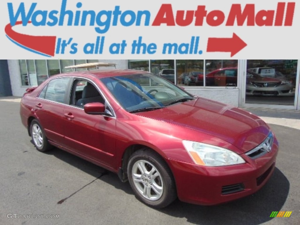 2006 Accord SE Sedan - Redondo Red Pearl / Gray photo #1