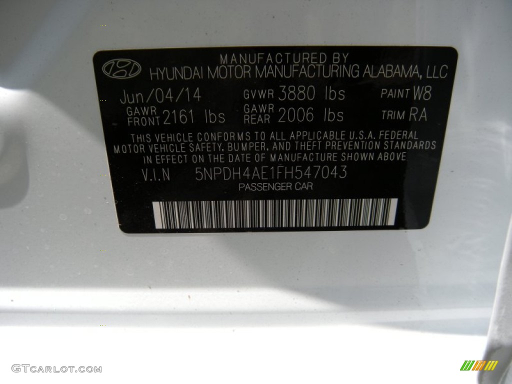 2015 Elantra SE Sedan - Quartz White Pearl / Gray photo #32