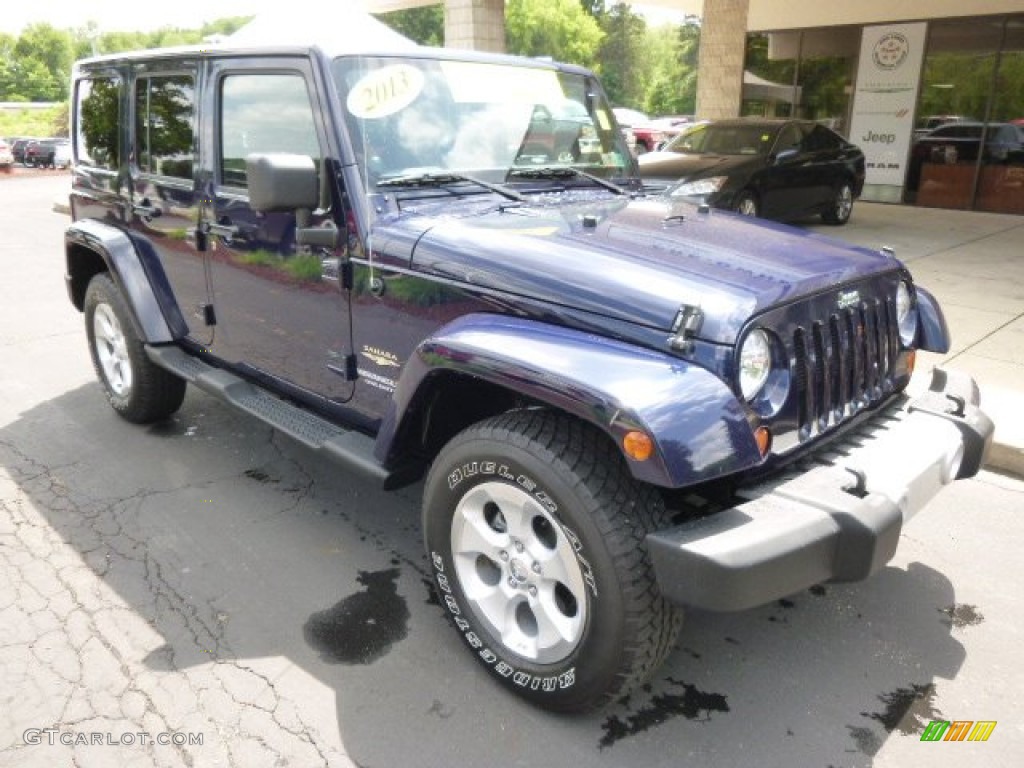2013 Wrangler Unlimited Sahara 4x4 - True Blue Pearl / Black/Dark Saddle photo #2