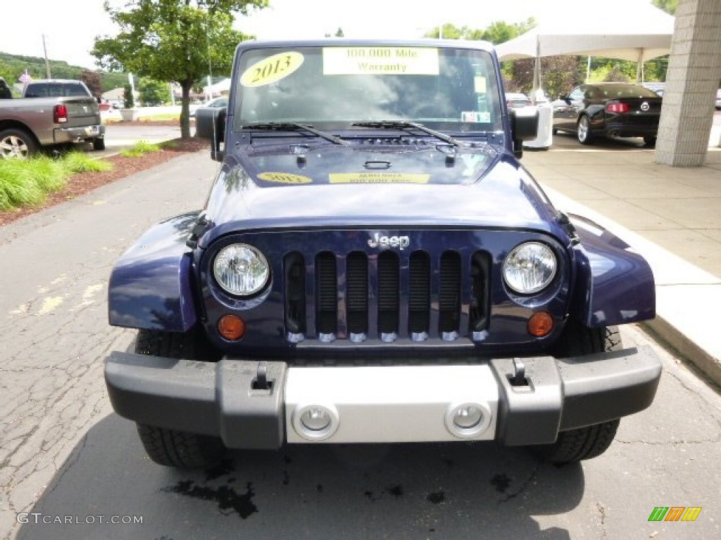 2013 Wrangler Unlimited Sahara 4x4 - True Blue Pearl / Black/Dark Saddle photo #3