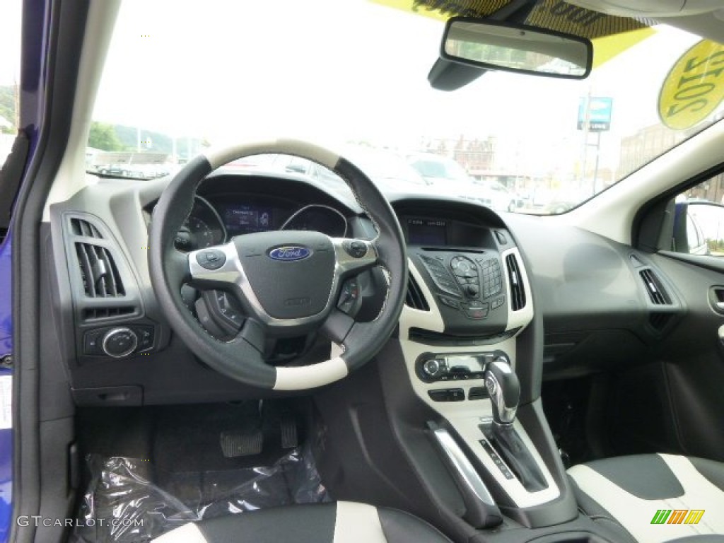 2012 Focus SEL Sedan - Kona Blue Metallic / Arctic White Leather photo #14