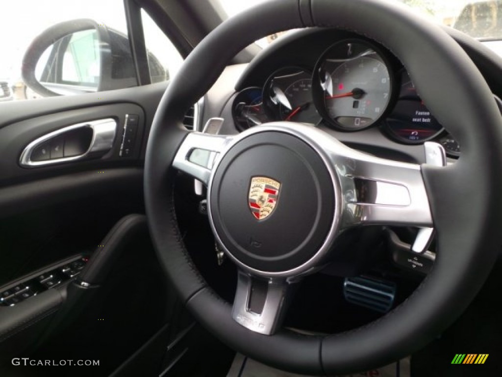2014 Porsche Cayenne S Hybrid Black Steering Wheel Photo #95070951