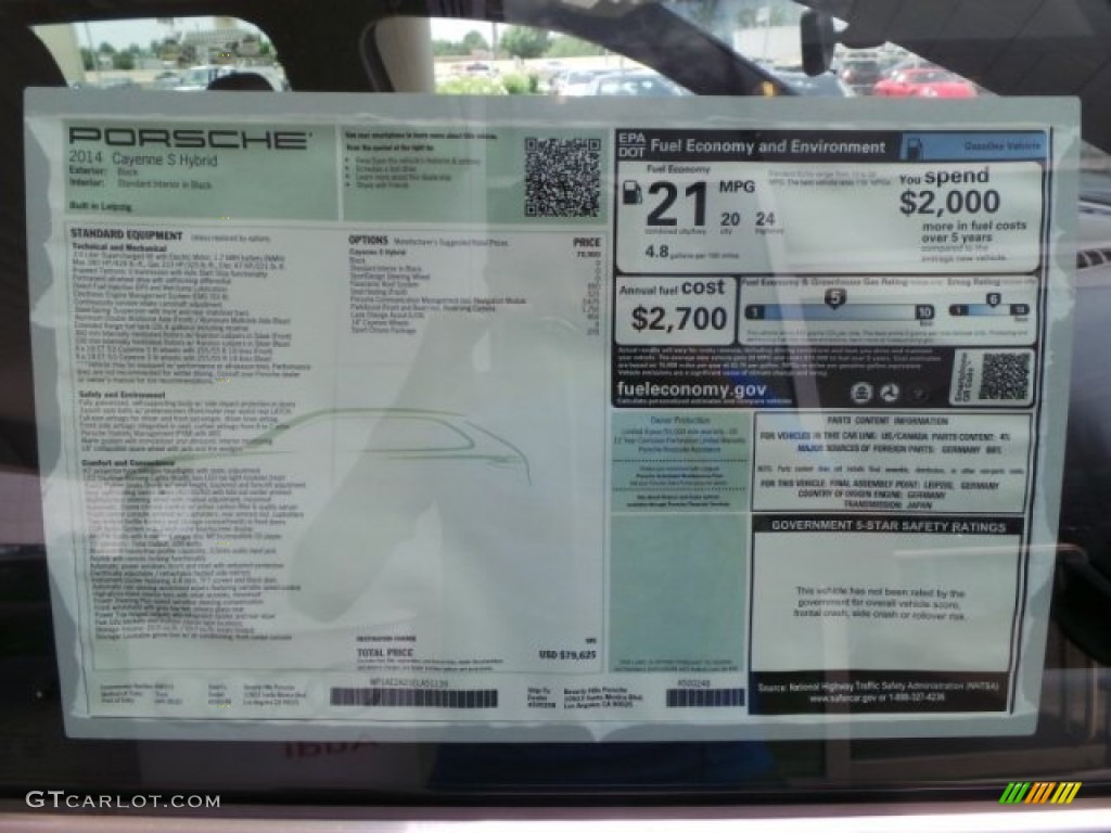 2014 Porsche Cayenne S Hybrid Window Sticker Photo #95071023