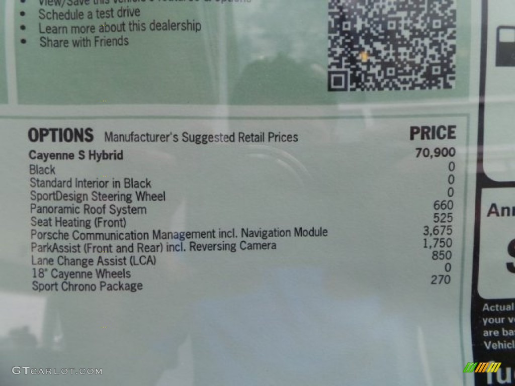 2014 Porsche Cayenne S Hybrid Window Sticker Photo #95071036