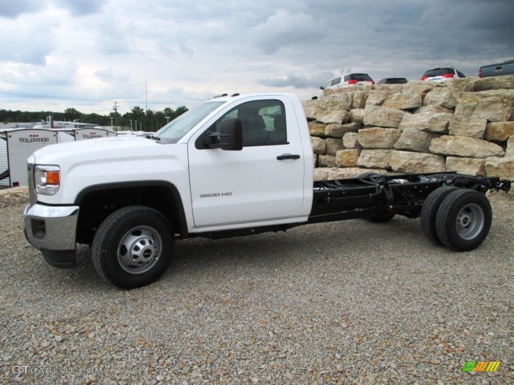 Summit White 2015 GMC Sierra 3500HD Work Truck Regular Cab 4x4 Dual Rear Wheel Chassis Exterior Photo #95077500
