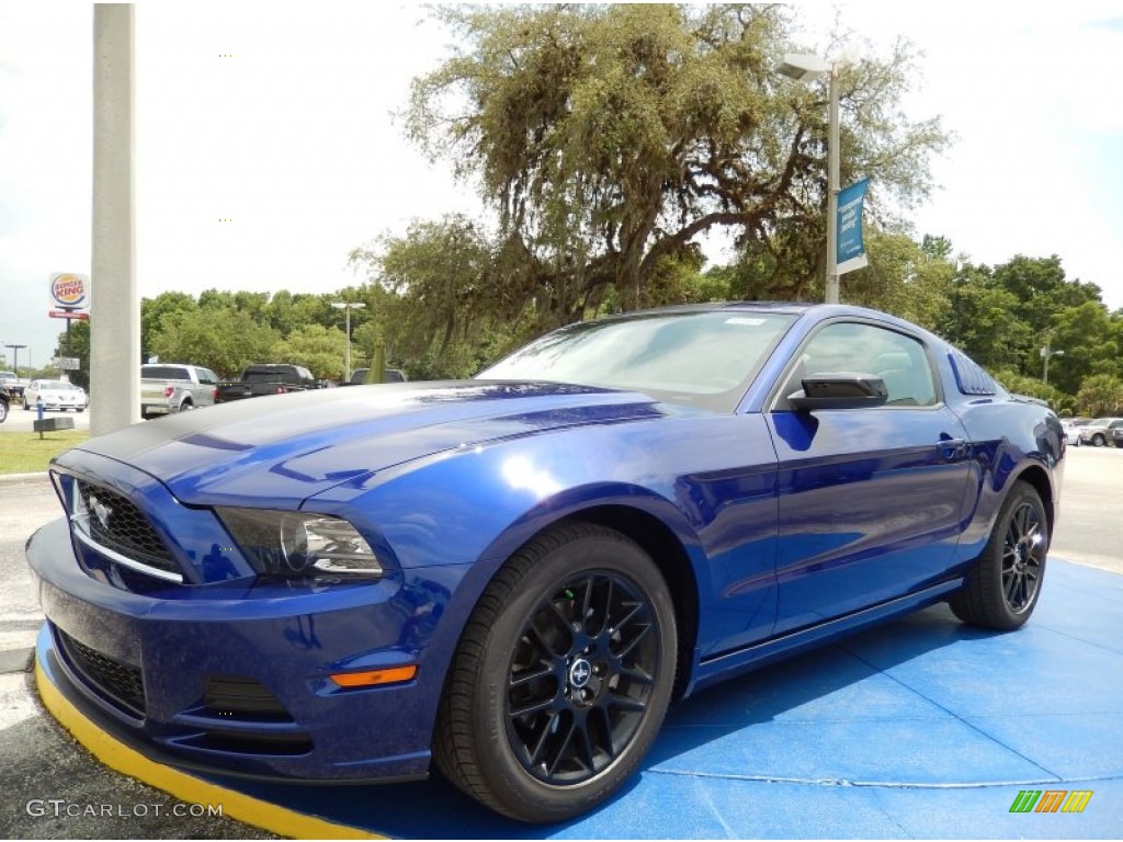 2014 Mustang V6 Coupe - Deep Impact Blue / Medium Stone photo #1