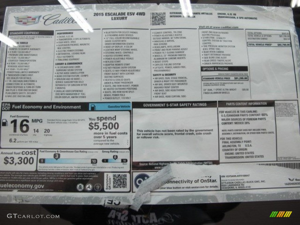 2015 Cadillac Escalade ESV Luxury 4WD Window Sticker Photos