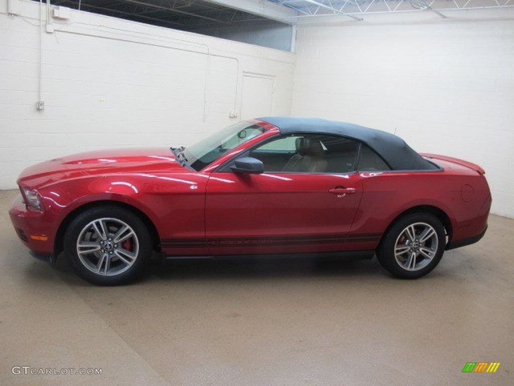 2010 Mustang V6 Premium Convertible - Red Candy Metallic / Saddle photo #5