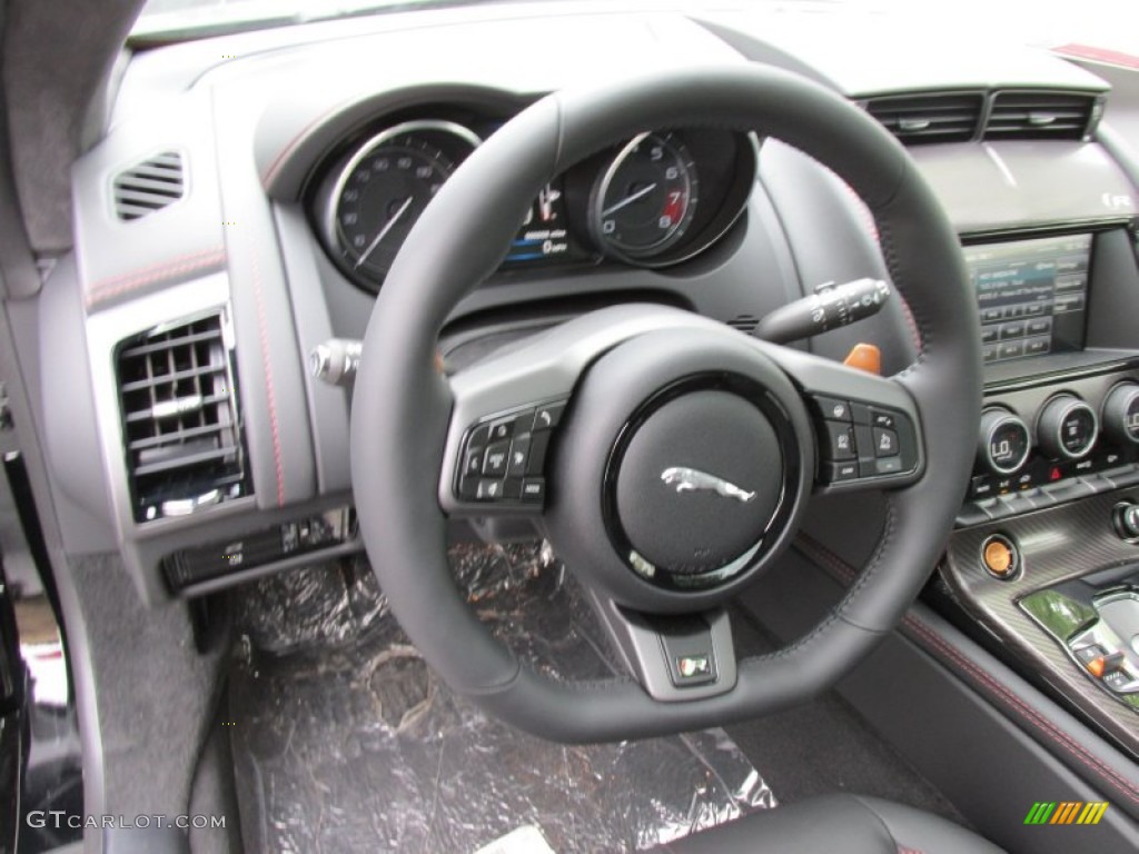 2015 Jaguar F-TYPE R Coupe Jet Steering Wheel Photo #95120053