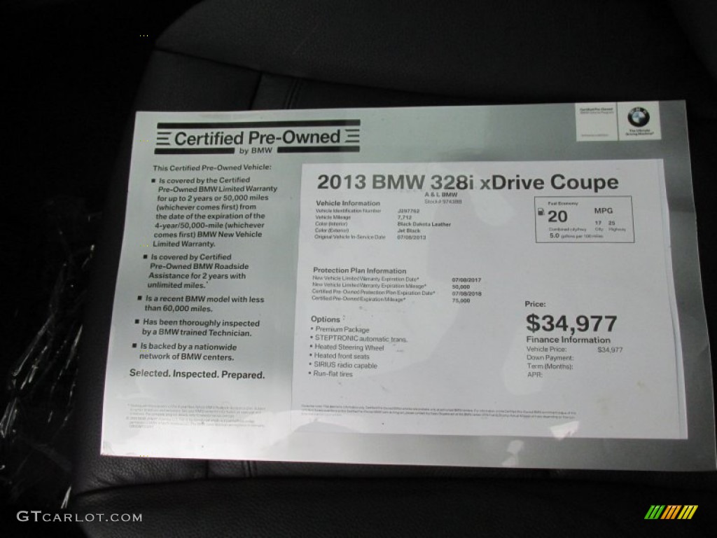 2013 3 Series 328i xDrive Coupe - Jet Black / Black photo #14