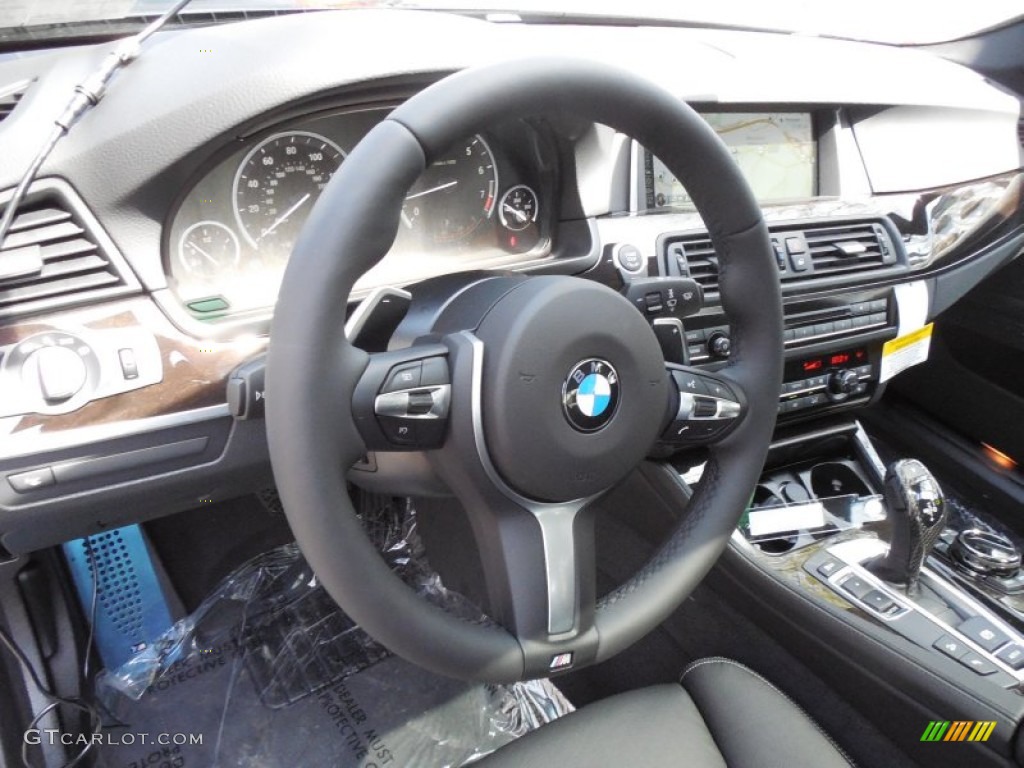 2014 BMW 5 Series 550i xDrive Sedan Black Steering Wheel Photo #95125943