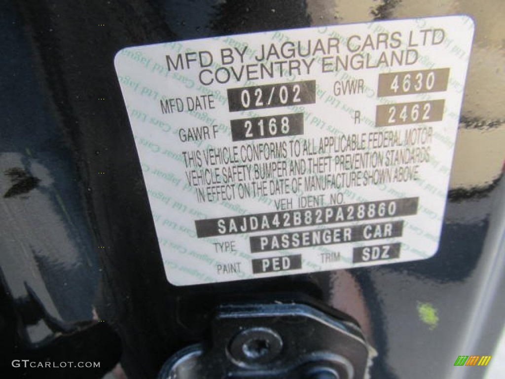 2002 XK Color Code PED for Anthracite Metallic Photo #95126003