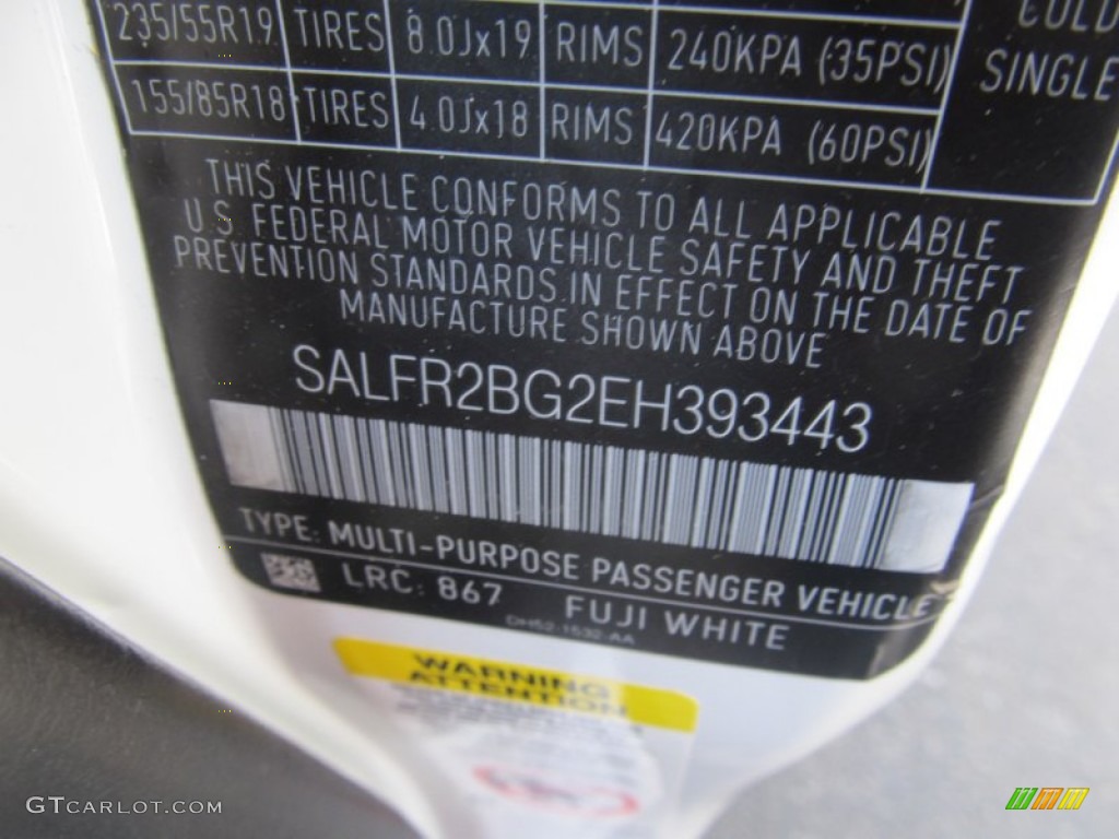 2014 LR2 Color Code 867 for Fuji White Photo #95127968