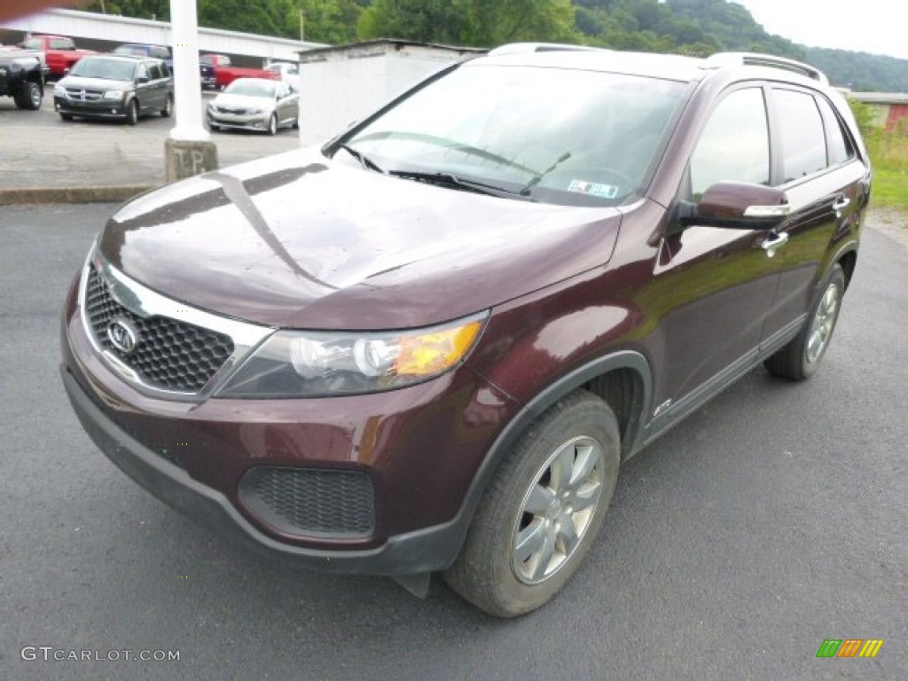 2012 Sorento LX V6 AWD - Dark Cherry / Beige photo #4